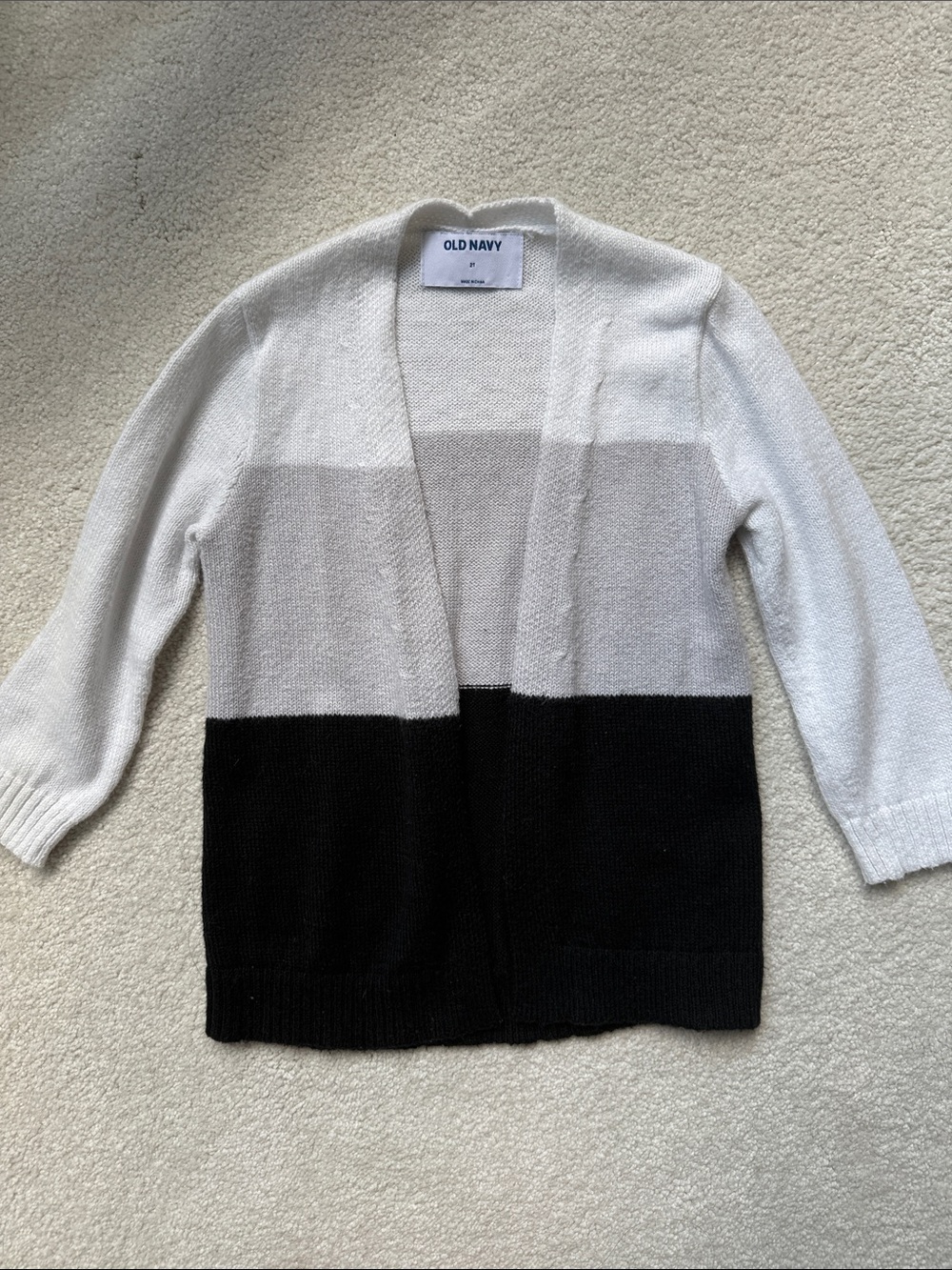 Old Navy Colorblock Open-Front Cardigan - White, Gray, Black